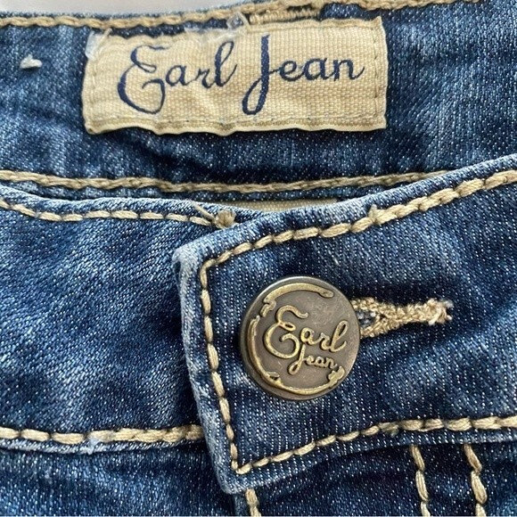 Earl Rhinestone Mid Rise Crop Straight Leg Medium Wash Jeans Size 10 - Picture 4 of 8